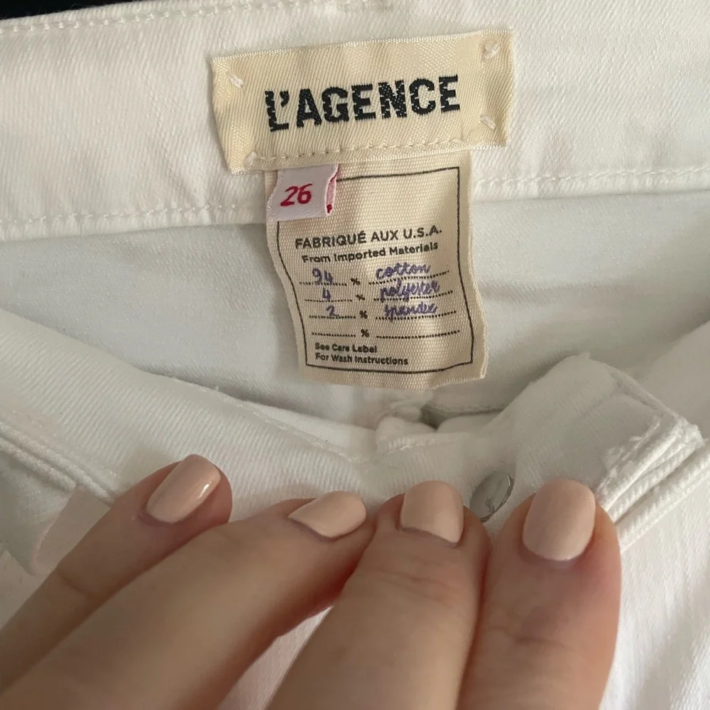 L'AGENCE Women's White Skinny Pants Velvet Black Stripe 26 EUC - Picture 4 of 7